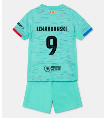 Barcelona Robert Lewandowski #9 Tercera Equipación Niños 2023-24 Manga Corta (+ Pantalones cortos)